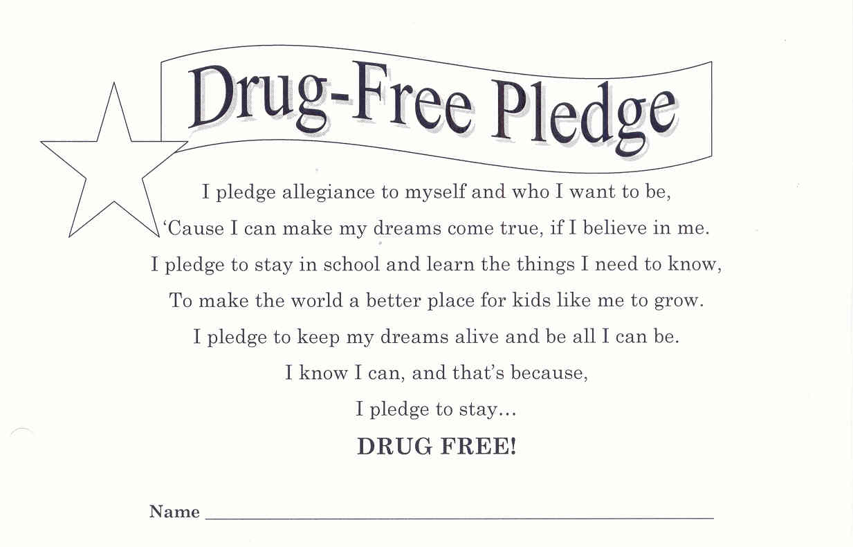 Printable Drug Free Pledge Cards