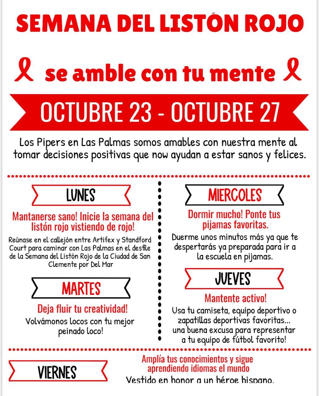 Las Palmas Elementary School PTA - 🎀 Red Ribbon Week Coming up